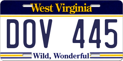 WV license plate DOV445