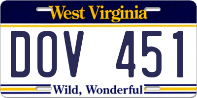 WV license plate DOV451
