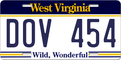 WV license plate DOV454
