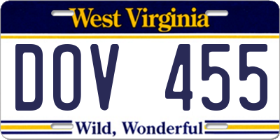 WV license plate DOV455