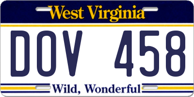 WV license plate DOV458
