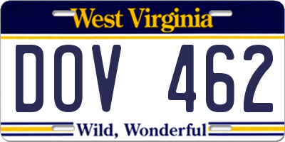 WV license plate DOV462