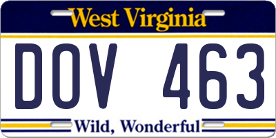 WV license plate DOV463