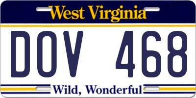 WV license plate DOV468