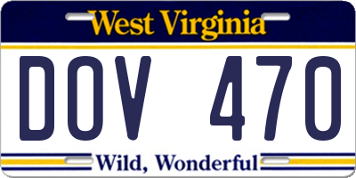 WV license plate DOV470