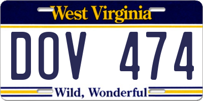 WV license plate DOV474