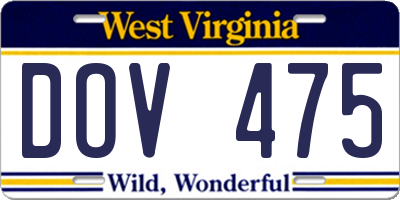 WV license plate DOV475