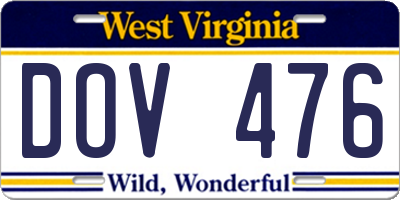 WV license plate DOV476