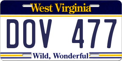 WV license plate DOV477