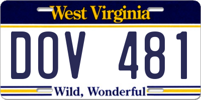 WV license plate DOV481