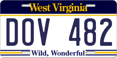 WV license plate DOV482