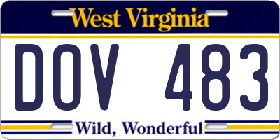 WV license plate DOV483