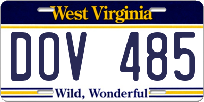 WV license plate DOV485