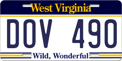 WV license plate DOV490