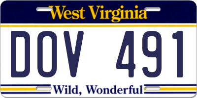 WV license plate DOV491