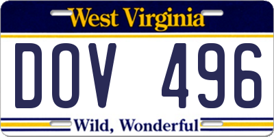 WV license plate DOV496