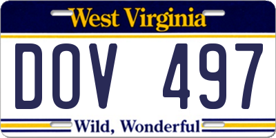 WV license plate DOV497