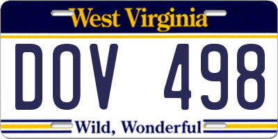 WV license plate DOV498
