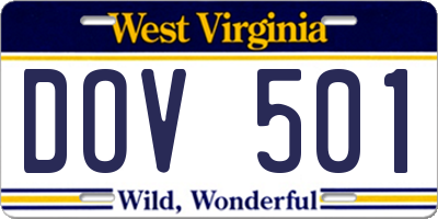 WV license plate DOV501