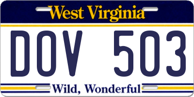 WV license plate DOV503