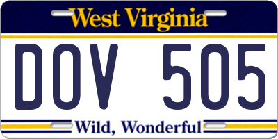 WV license plate DOV505