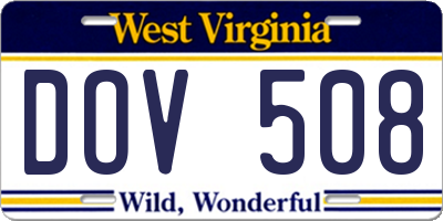 WV license plate DOV508