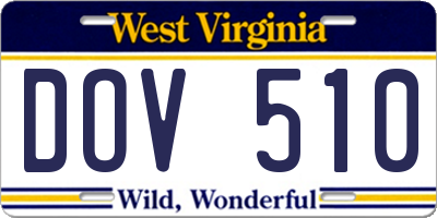 WV license plate DOV510