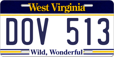 WV license plate DOV513