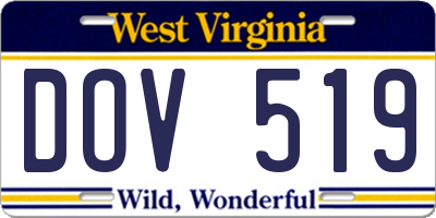 WV license plate DOV519