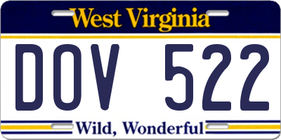 WV license plate DOV522