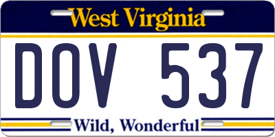 WV license plate DOV537