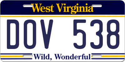 WV license plate DOV538