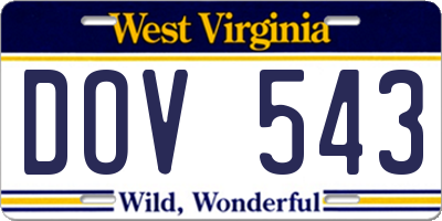 WV license plate DOV543