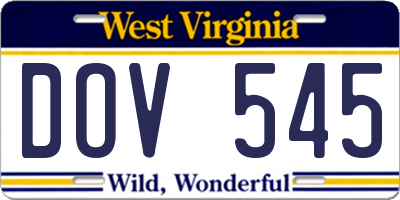 WV license plate DOV545