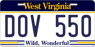WV license plate DOV550