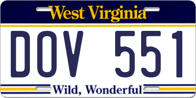 WV license plate DOV551