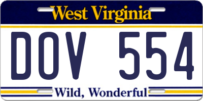 WV license plate DOV554