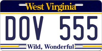 WV license plate DOV555