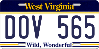 WV license plate DOV565