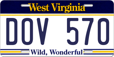 WV license plate DOV570
