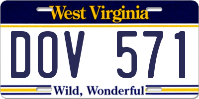 WV license plate DOV571