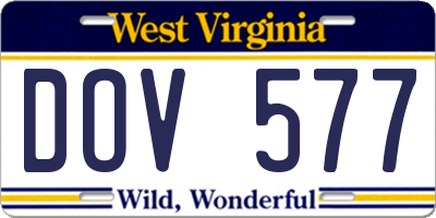 WV license plate DOV577
