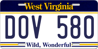 WV license plate DOV580