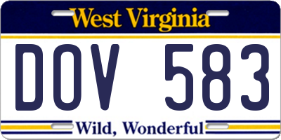 WV license plate DOV583
