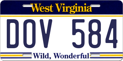 WV license plate DOV584