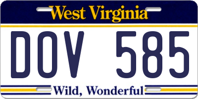 WV license plate DOV585