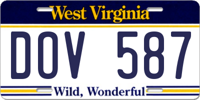 WV license plate DOV587