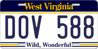 WV license plate DOV588