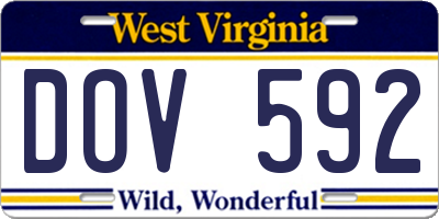 WV license plate DOV592