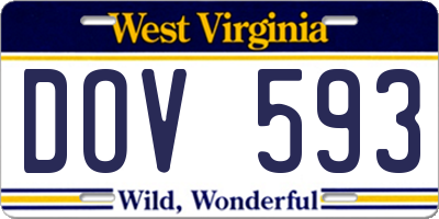 WV license plate DOV593